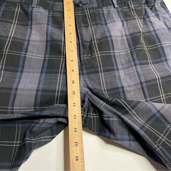Calvin Klein Black and Gray Plaid Flat Front Shorts - Picture 5 of 6